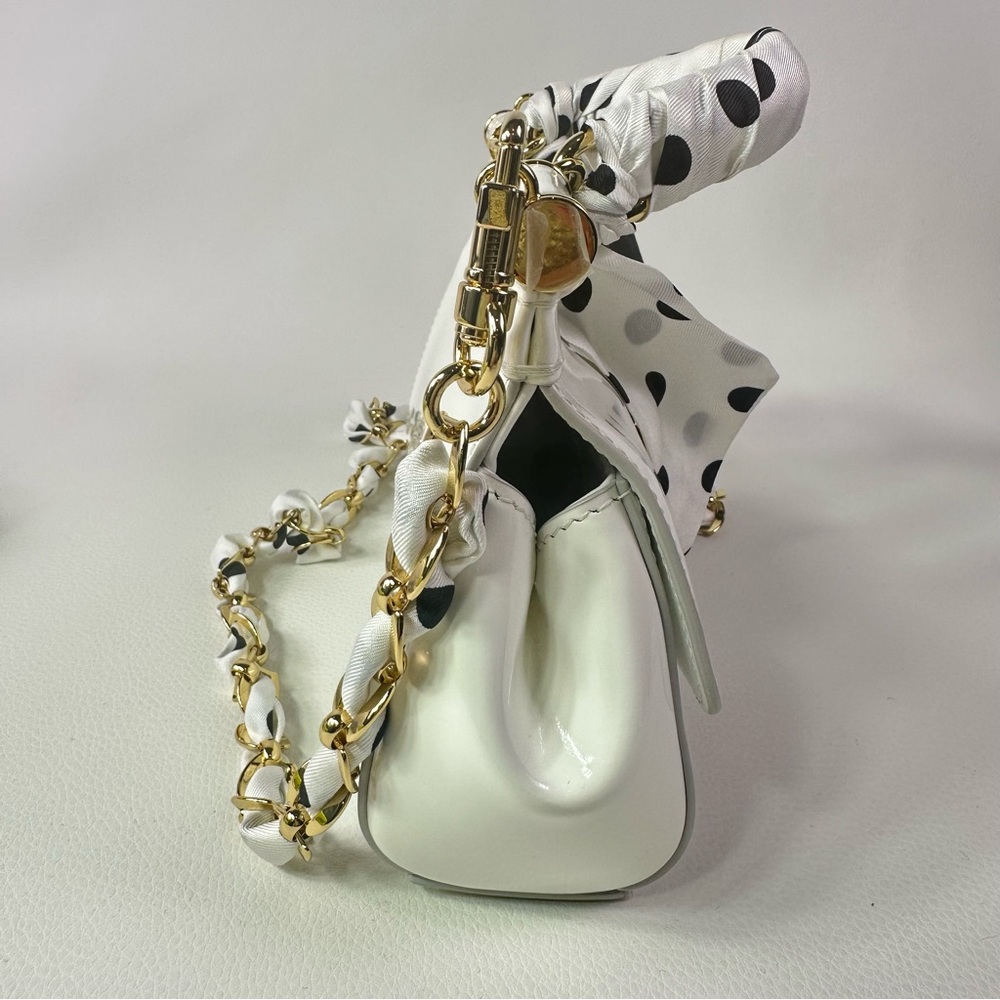 NEW Dolce & Gabbana Sicily East West Satchel Patent Leather w/ Polka Dot Scarf - Picture 8 of 9